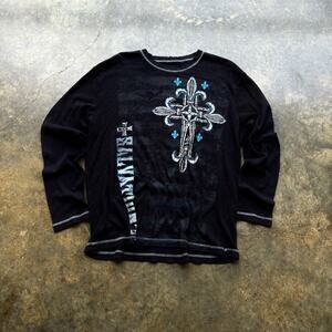 Vintage Y2K MMA Style Waffle‎ Thermal T-shirt